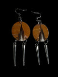 Hand harvested Birch bark, porcupine quills & Silver Spike Drop Earrings