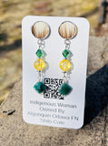 Emerald Swarovski and Citrine Quill Studs