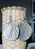 Large green abalone shells surgical steel with Swarovski and porcupine quills
