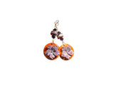 Carved Wampum Flower on birch bark & Crystal Drop Earrings